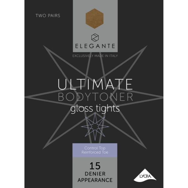 Elegante Ultimate Bronze Glow Bodytoner Tights With Gloss Leg XL 2PK