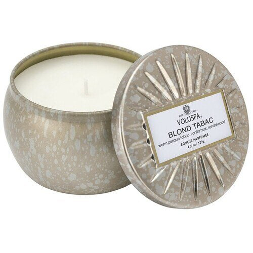 Voluspa Blond Tabac Candle -  Mini  Tin 4 oz