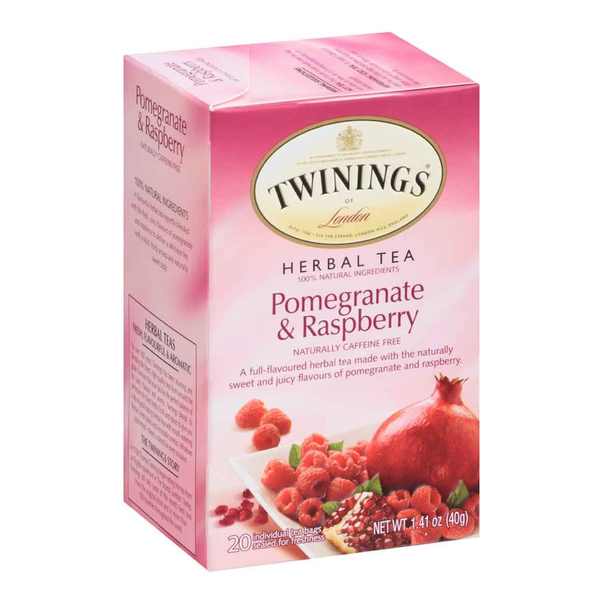 Twining Herbal Tea Pomegranate & Raspberry Naturally Caffeine Free 20 bags
