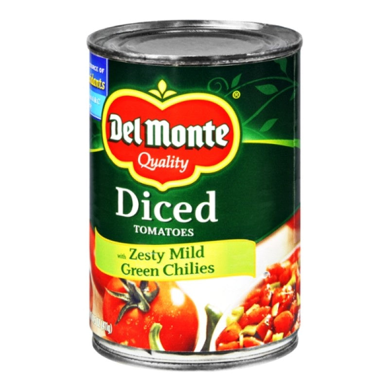 Del Monte Diced Tomatoes With Zesty Mild Hatch Green Chilies 14.5 oz