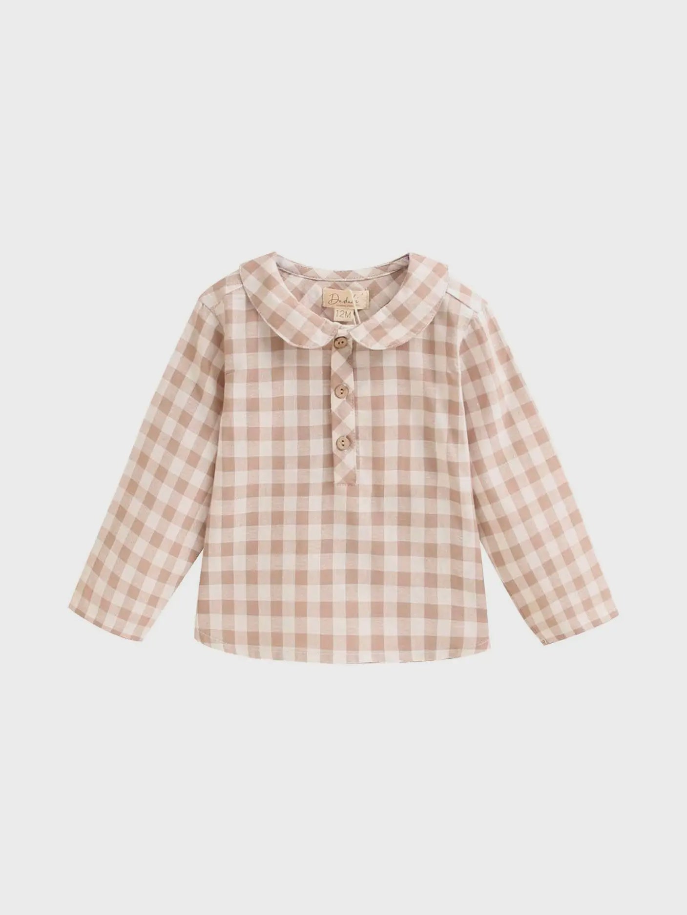 Dadati Baby Boy's Shirt Brown and White Checkered