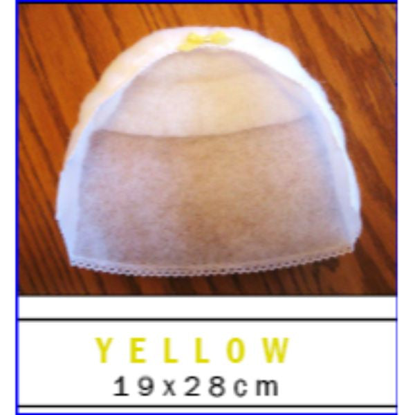 Single Thickness Bonnet Shape With Elastic & Extra Bit Medium Yellow Scarf Shape