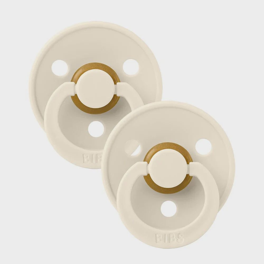 BIBS Colour  Ivory/Ivory - Natural Rubber Latex, Round Pacifier 2pk