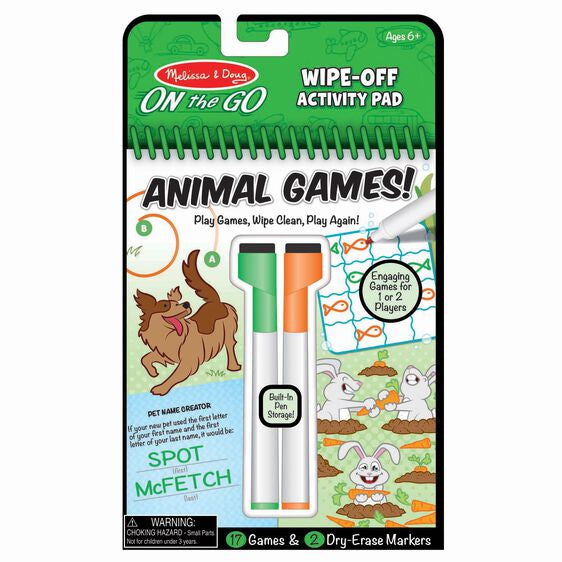 Wipe-Off Activity Pad, Animals