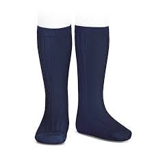 Condor Ribbed Cotton Sock, Navy