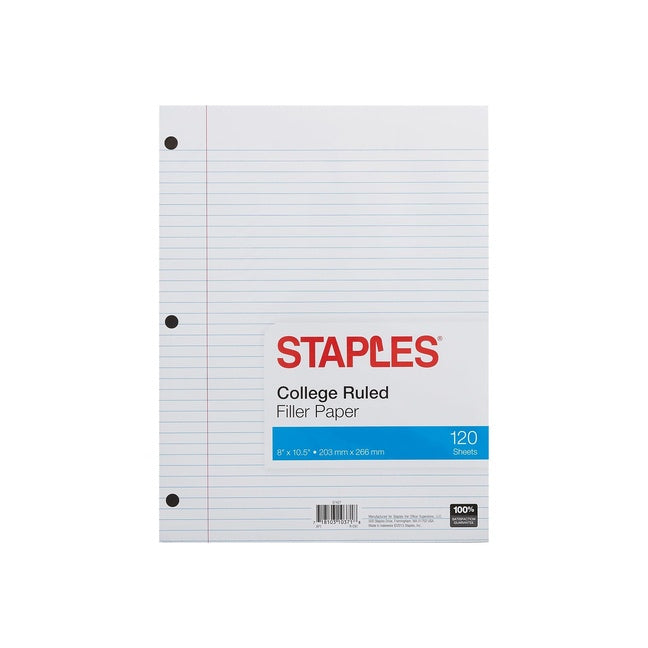 Staples Brand college ruled filler paper 150 sheets