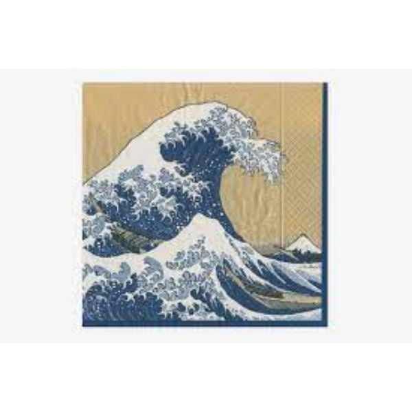 The Great Wave Paper Cocktail Napkins Blue 20 pk