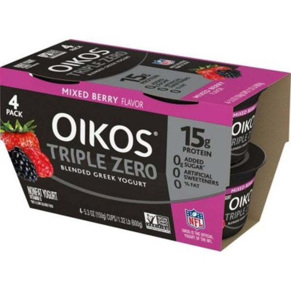 Dannon Oikos Triple Zero Yogurt Mixed Berry 4/5.3oz