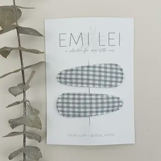 Emi Lei Snap Barrettes| Blue Gingham