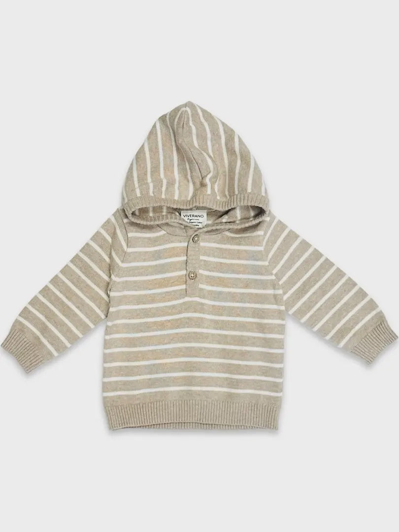 Stripe Hooded Baby Knit Pullover