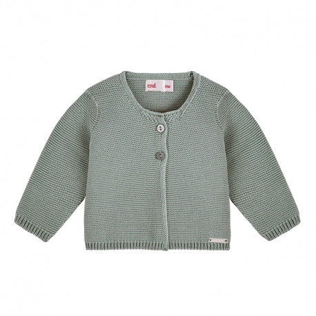 Condor Garter Stitch Cardigan, Dry Green 12m