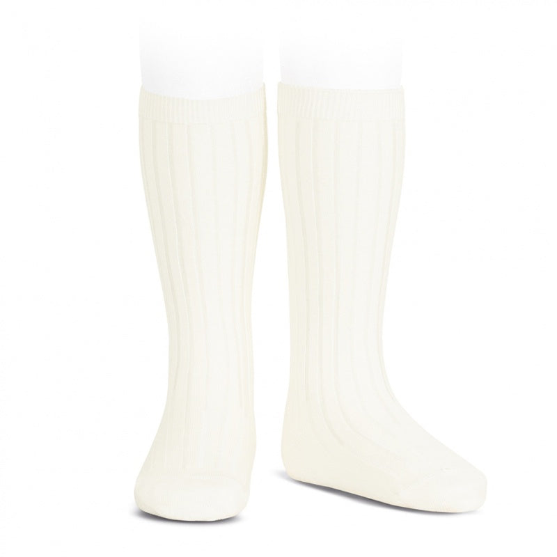 Condor Ribbed Cotton Sock, Cream